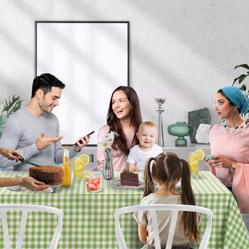 LAN&LAN – Tovaglia Rettangolare a quadretti in tessuto per uso interno ed esterno, Tovaglie elegante (Pistacchio, 140 x 100) - immagine 5