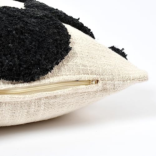 Image of TIB Premium Boho Decorative Throw Cushion Covers, 16 x 16 cm, Set of 2, Cotton. (Circle Black)-230 TC