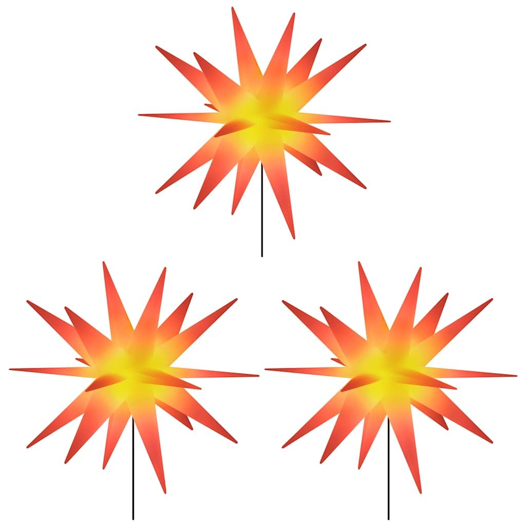 HaoChrymec Stelle di Natale a LED pieghevoli con picchetti, rosso, set da 3