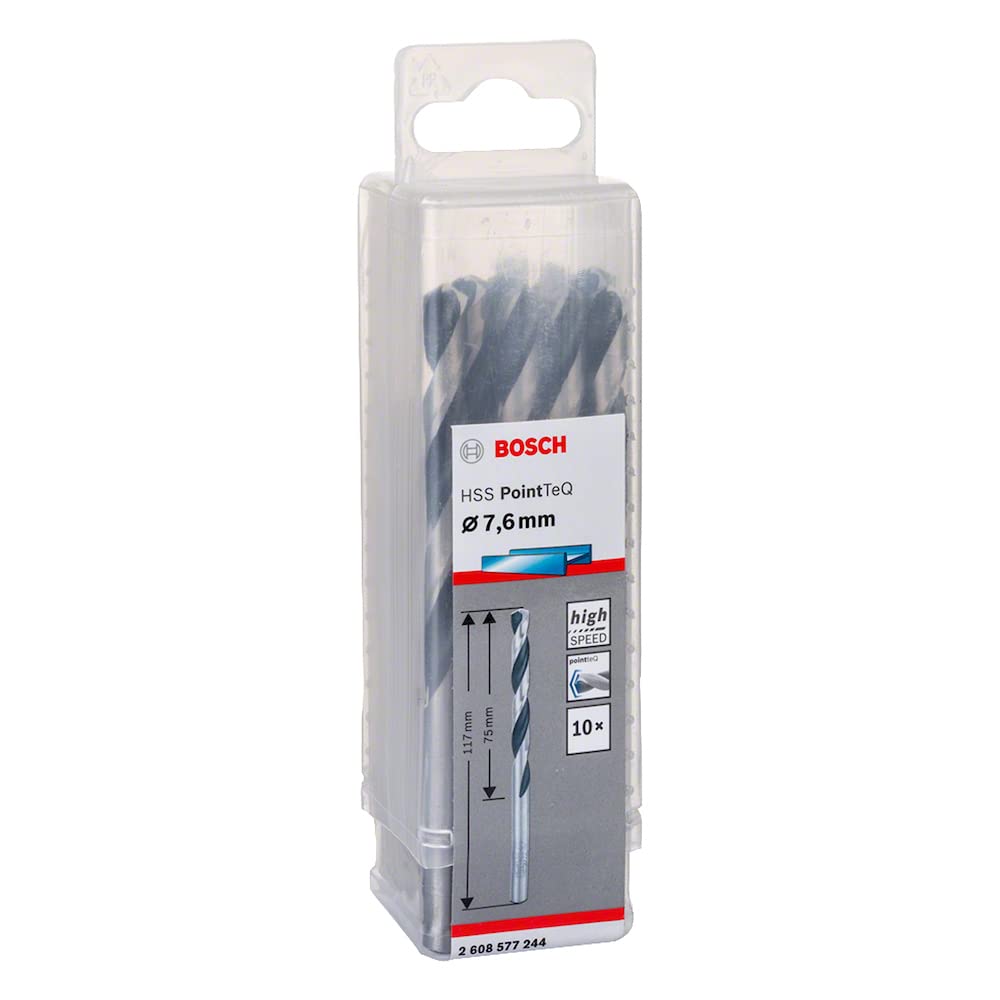 Bosch Bosch Professional 10-piece PointTeQ HSS Twist Drill Bit (for Metal, 7.6 x 75 x 117 mm, Drill Driver Accessories)