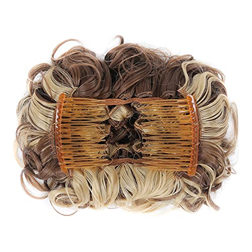 Elaine Combs Messy Bun Hair Piece Curly Dish Hair Buns Extension Thick Chignon Hairpiece Clip In Ponytail Scrunchies Hair Pieces For Women (Ash Blonde & Medium Golden Brown Mixed -#60) #TOP3