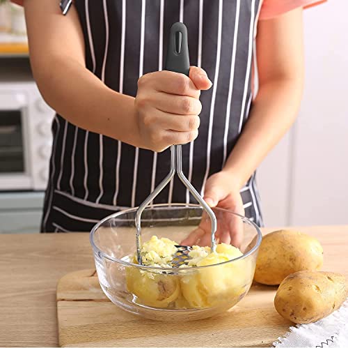 Image of YANCI Potato Masher, Stainless Steel Ricer Kitchen Gadget with Non-Slip Handle, Masher Utensil for Mashed Pav Bhaji, Vegetables, Fruits & Baby Food, Random Color, Pack of 2