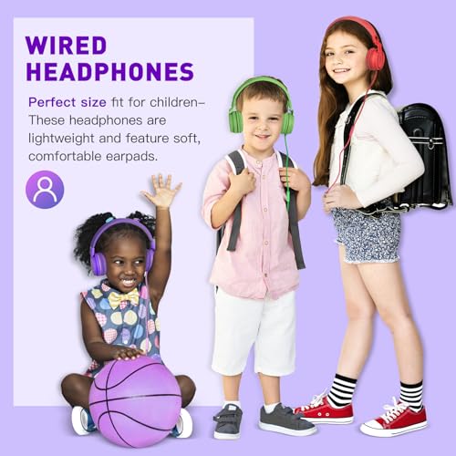 rockpapa 950 Wired Headphones for Kids Girls Boys for School Classroom with Microphone, On-Ear Foldable Corded Headphones with Jack 3.5mm for Laptop Computer Tablet Chromebooks Purple Pink by rockpapa - Used condition - Image 3
