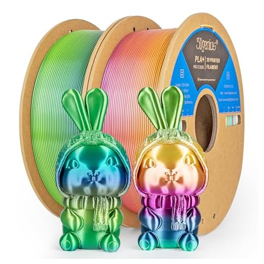 3Dgenius Silk Rainbow PLA Filament 1.75mm Silk PLA 3D Printer Filament Shiny Fast Color Changing Gradient Filament 3D Printing Filament Fit Most FDM Printers, 1kg X 2 Spools, 2Pack