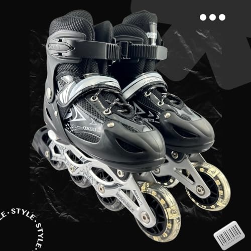 Patins Roller Inline 4 Rodas Skates Ajustavél com Rodas Iluminadas Jovens e Adultos, Para iniciantes
