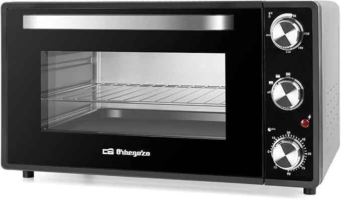Orbegozo HO 385 - Horno eléctrico de sobremesa, 38 L, temporizador, termostato regulable, calor superior/inferior, bandeja recogemigas, 2000 W