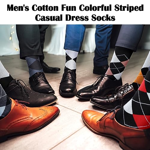 Toulite 24 Pairs Fathers Day Socks Gift for Dad Novelty Argyle Dress Golf Cotton Boot Crew Socks for Dad Grandpa, Size 10-133