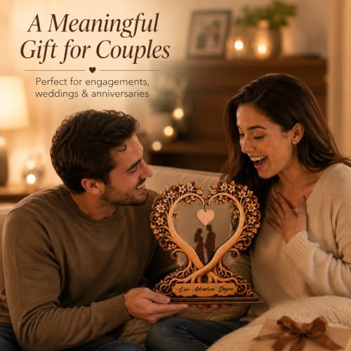 Wedding Gifts for Couples 2026, Personalized Wooden Keepsake Plaque with Names & Date, Two Roots One Heart Wedding Decor, Engagement Gifts, Bridal Shower Gift, Newlywed Gift for Bride and Groom - Image 3