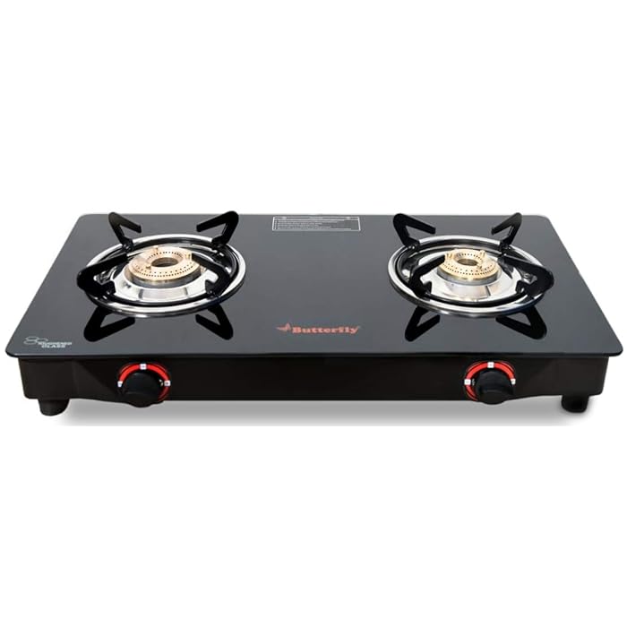 elica vetro glass top 2 burner gas stove