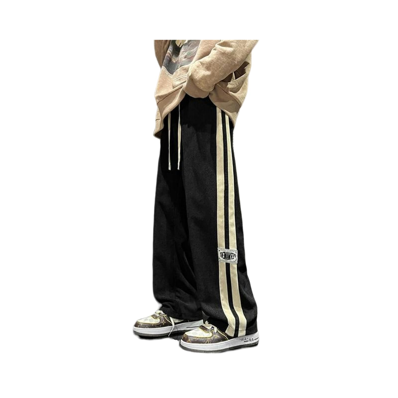 FRESQA 2023 Side Striped Corduroy Baggy Pants Men Streetwear Korean Fashion Casual Hip Hop Vintage Cargo Pants Loose Trousers Joggers