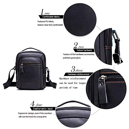 MANNUOSI Borsa a Tracolla in Vera Pelle da Uomo