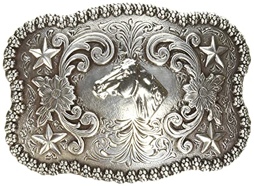 Boucle de ceinture Nocona horse head rectangulaire look cowboy vintage des États-Unis