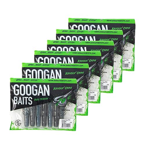 Googan Squad Krackin Craw 4 Soft Plastic Crawfish Bait - Alabama Craw | Bass Fishing Jig Trailer Lure (6pk)