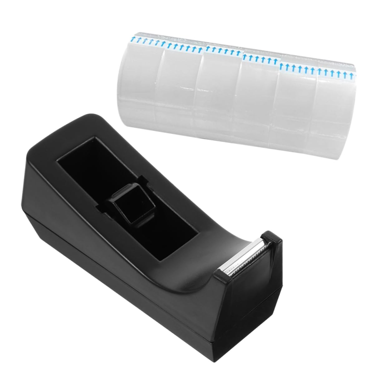 Dispenser per Nastro Adesivo da Scrivania Nero in Abs e Acciaio Inossidabile Design Compatto e Base Antiscivolo, per Ufficio e Scuola