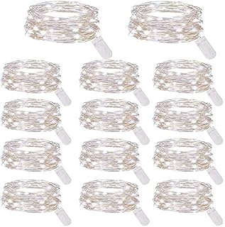 Fairy String Lights 14Pcs Battery Operated String Lights 10Ft 30LED Copper Wire Lights Moon Lights for Christmas Party Centerpieces Decorations, Cool White