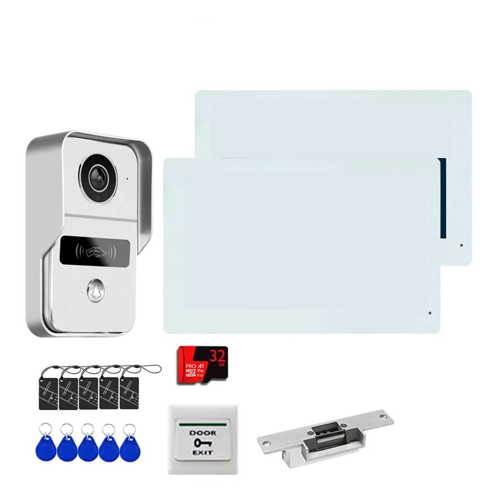 HD 1080P 2 fili WiFi campanello citofono 2 pz 7 pollici touch (1V2 bianco completo)