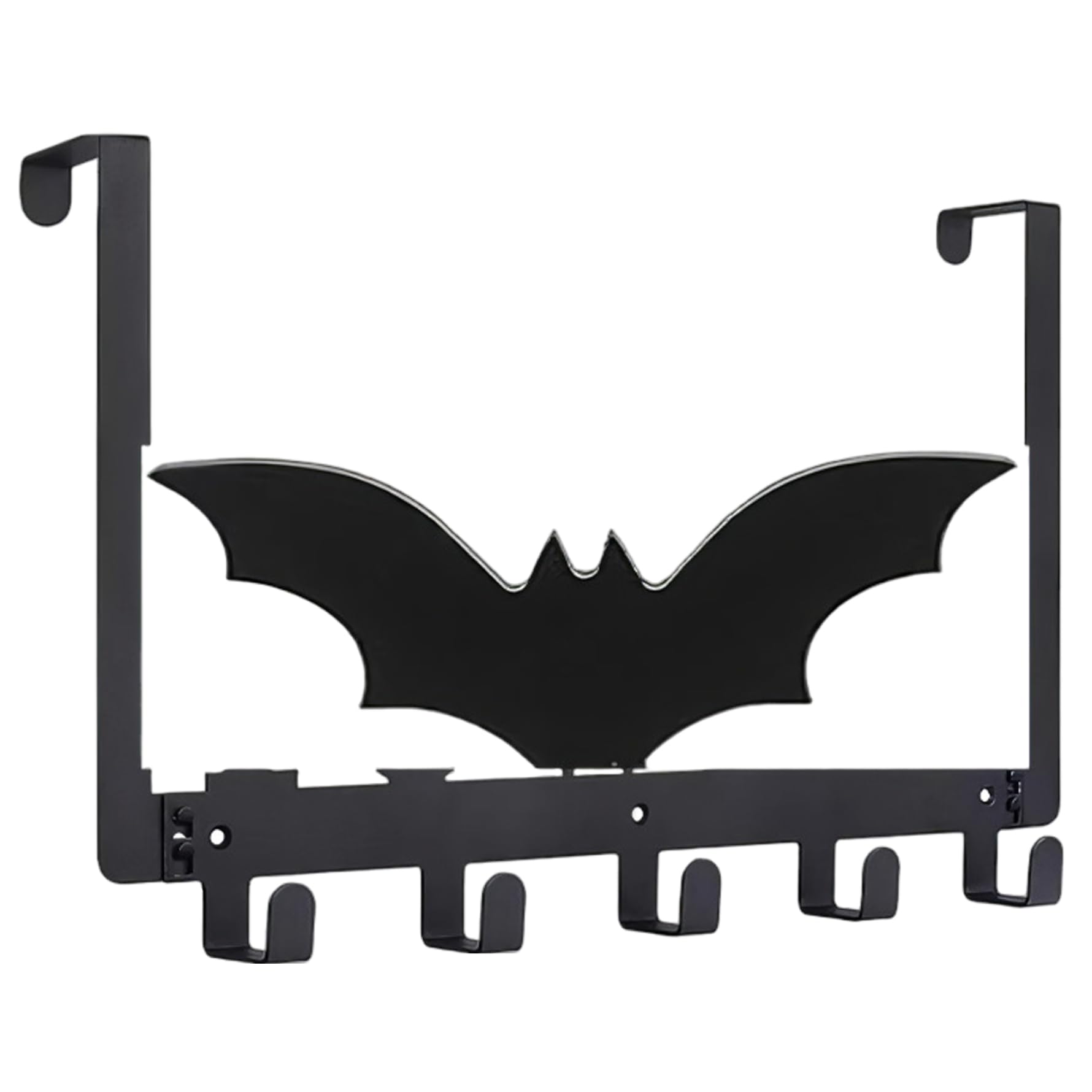 Sjfbebsy Over The Door Hooks, Bat Wall Decor Halloween Gothic Shelves Over Door Hanger with 5 Hooks, Gothic Shelves