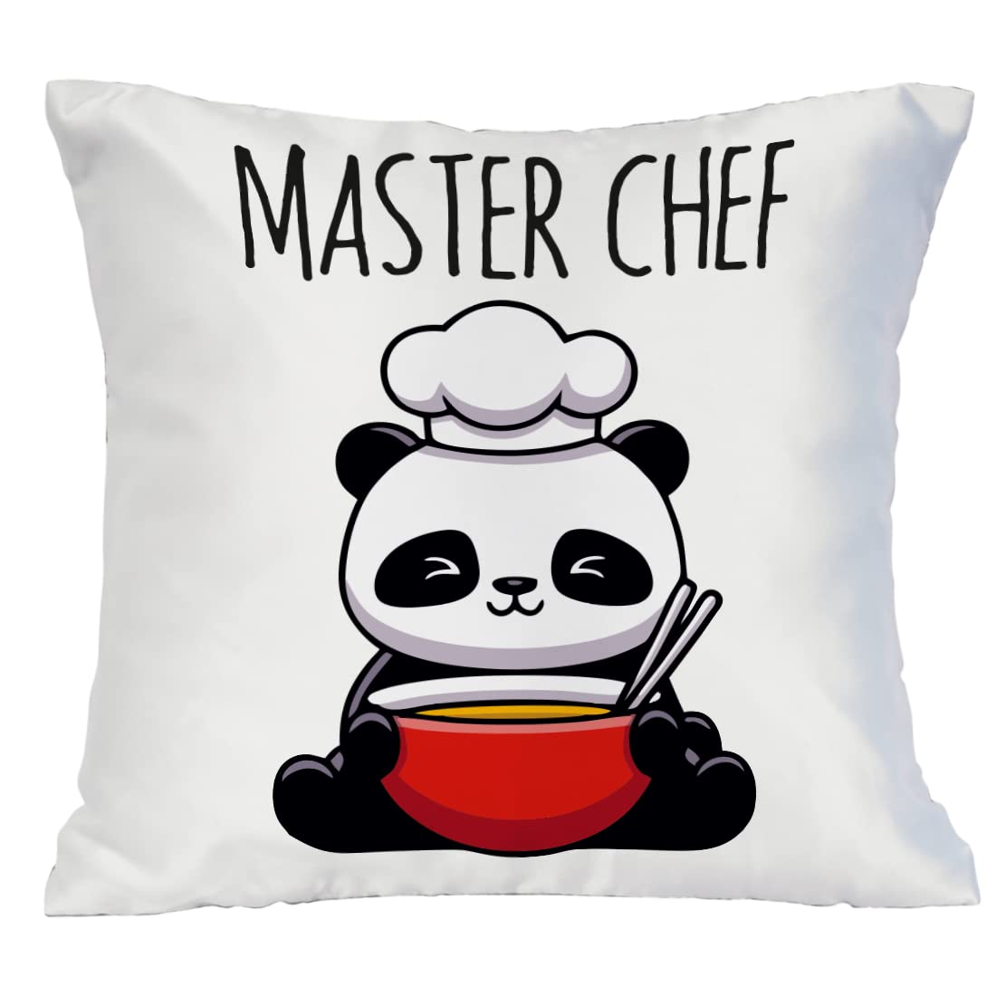 Crazyify Master Chef Panda Cushion | Printed Cushion for Friends/Family/Relatives| Giftting Cushion for Birthday/Anniversary/Valentine | Decorative Cushion/Pillow (12x12 Inches)