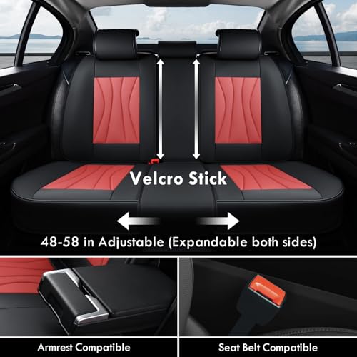 Image of Coverado Seat Covers Full Set, Leather Car Seat Covers, Waterproof Seat Covers for Cars, Front and Back Seat Covers, Car Seat Protectors Car Seat Cushions Universal Fit for Most Cars, Black&Red