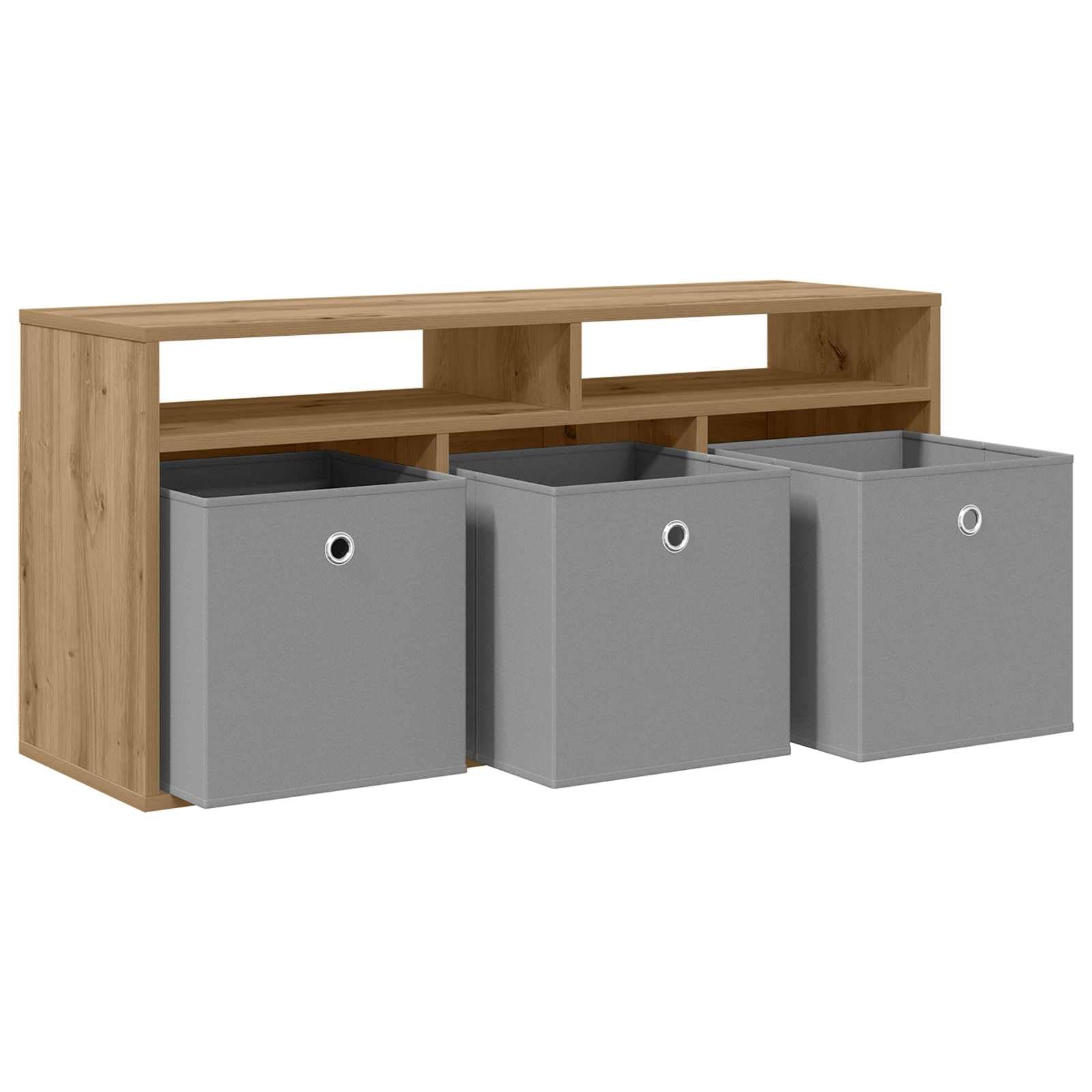 Lowboard 102 x 32 x 48,5 cm, dąb Artisan, nowoczesny mebel TV z dużą ilością miejsca do przechowywania, zarządzaniem kablami i 3 szufladami do salonu, kina domowego, konsoli medialnej
