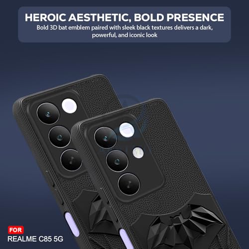 Image of AESTMO Back Cover for Realme C85 / 15X / Narzo 90X 5G | Stylish | Soft Silicone | Shockproof | Camera Lens Protection Back Cover for Realme C85 / 15X / Narzo 90X 5G (Black)