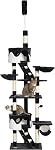 PawHut Cat Tower for Large Cats Adult, Floor to Ceiling Cat Tree Adjustable Height 94"-102" Multi-Level with Scratching Posts, Cozy Hammock, Pompoms, White
