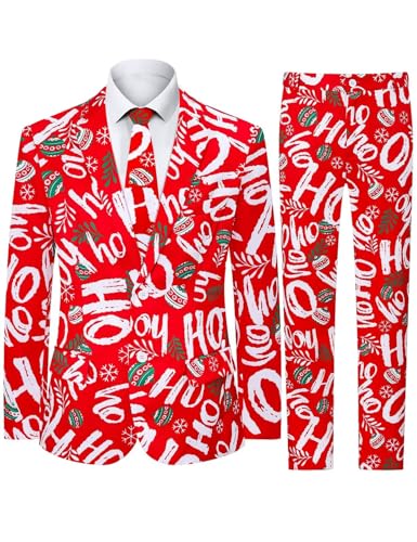 Men's Christmas Suits, Two Button Jacket Coats & Pants & Tie3