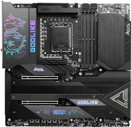 Image of MSI MEG Z790 GODLIKE MAX Gaming Motherboard (Supports 12th /13th /14th Gen Intel Processors, LGA 1700, DDR5, PCIe 5.0, M.2, 10Gbps LAN, USB 3.2 Gen2, Wi-Fi 7, Bluetooth 5.4, Thunderbolt, E-ATX)