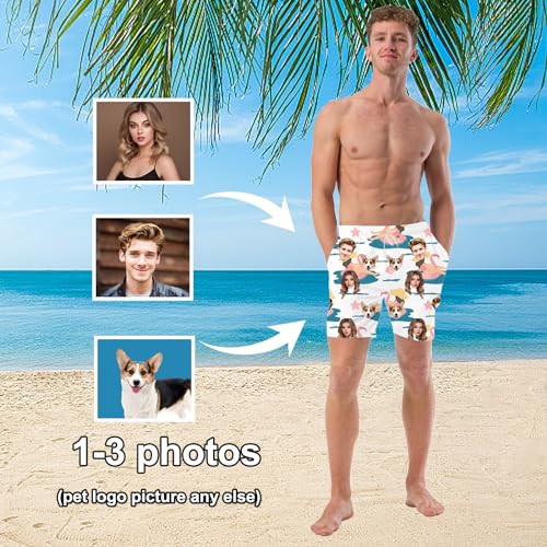 Custom Swim Trunks with Face for Men Personalized Beach Swim Shorts with Photo Logo Gift for Men's2