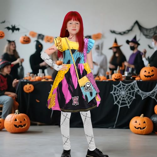 Disfraz Sally para niñas con vestido parcheado y accesorios miniatura 6