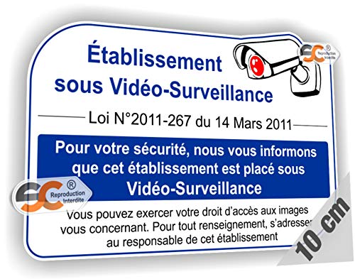 Sticker Texte de Loi Vidéo Surveillance Loi N° 2011-267 du 14 Mars 2011 - Autocollant Caméra (Largeur 10 cm/Hauteur 7 cm)