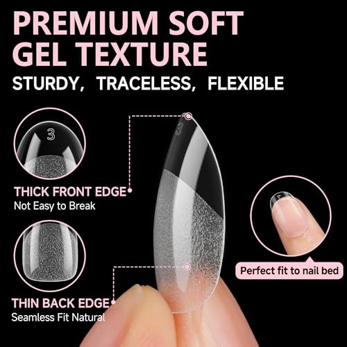 Image of UNA GELLA Oval Round Nail Tips Half Matte 504pcs Short Oval Round Gel Nail Tips Easily Nail Extension for False Fake Acrylic Press On Nails, 12 Sizes Short Gelly Tips