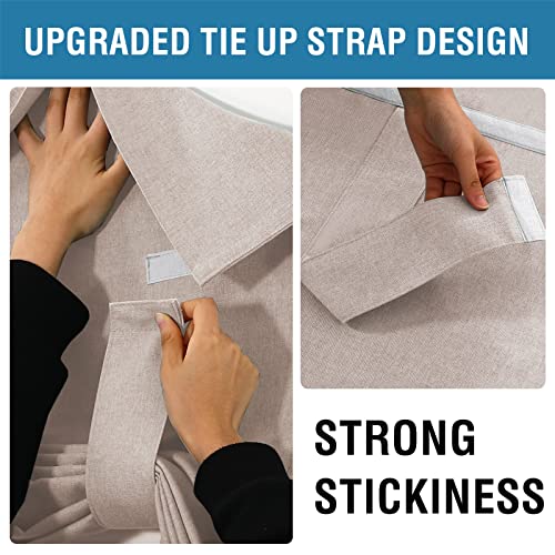 French Door Curtains Linen Textured Privacy French Door Blinds Kitchen Window Curtains Waterproof 26 X 40 Inch Room Darkening Curtains For Glass Door Tie Up Shade For Bedroom, 1 Panel, Sand #TOP3