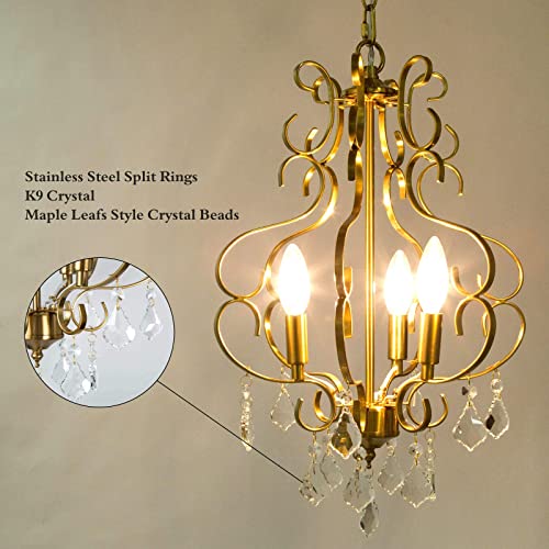 Image of KSANA Crystal Chandelier, Chandelier Light Fixture with K9 Crystal, Modern Pendant Lighting for Kitchen Island, Dining Room and Bedroom, 13'' D x 18'' H