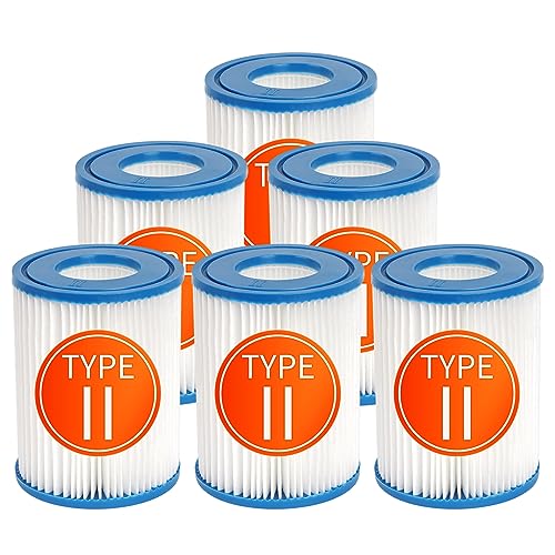 Benfosh Schwimmbadfilter kompatibel mit BestWay Typ II 58094 Cartridge,Aufblasbarer Poolfilter und kompatibel mit Lay-Z Spa Whirlpoolfilter,6 Stück
