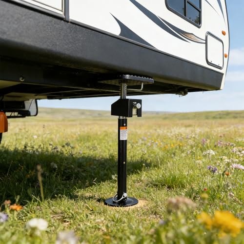 Image of Garvee 2 Pack RV Slide Out Supports Jack with a Flat Top Support Block, RV Stabilizer Jacks Supports Up to 10,000lbs, 21 inch-49 inch Quick-Lift Adjustable - Drill & Hand Crank Compatible for Campers & RVs