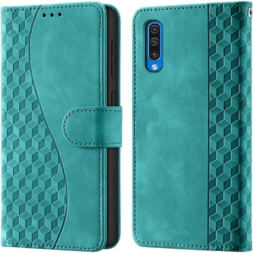 Handyhülle für Samsung Galaxy A50 / A50s Leder Wallet RFID hüllen Türkis