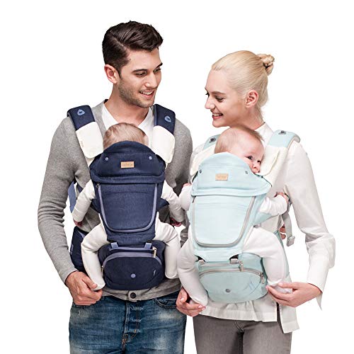 Bebamour Porte-bébé nouveau-né à enfant en bas âge, porte-bébé 6 en 1 pour 0-36 mois, 100% coton, siège de bébé pliable attaché 3 pièces bavoirs bébé Drool (Rose)