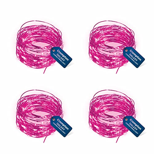 Crompton Galaxy Decoration Copper USB Powered String Fairy Lights with 100 Led Light (10 Meters, Pink, Pack of 4)