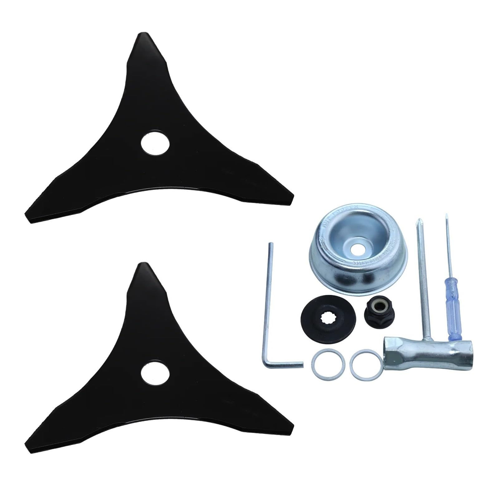 Juego de 2 Cuchillas de desbrozadora de Acero al Carbono de 10 x 3 Dientes, aptas for Cuchillas de Cepillo de Acero