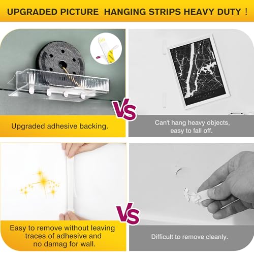 EMITEVER Picture Hanging Strips Heavy Duty, Damage Free Picture Hangers for Walls, Picture Hanging Kit, Hanging Hooks Without Nails, Medium Adhesive Wall Strips for Poster Sticky 20-Pairs (40 Strips) - Image 4