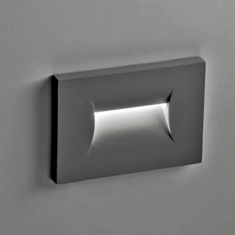 Segnapasso LED Da Incasso 3W Per Cassetta 503 - Luce Soffusa IP65 Per Esterno - Grigio, Luce Naturale 4000K