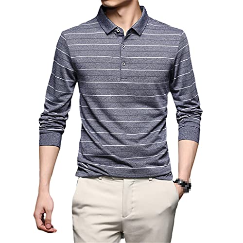 Polo manches longues homme gris 3XL en coton confortable