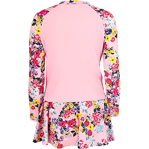Julysand Girls Rash Guard Set Pink Flowers Modest Swimwear Long Sleeve Two Piece Swimsuit with Dress UV Sun Protection Suit3