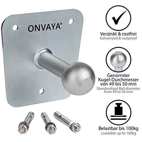ONVAYA® Wandhalterung für Fahrradträger | Fahrradträger Halterung mit Kugelkopf | Wandhalter für Fahrradheckträger | verzinkt & rostfrei (Wandhalterung für Fahrradträger)