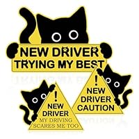 OuryTech Anfänger Schild Auto, 3 Stück Fahranfänger Aufkleber, Katzen Magnetschild Auto, Funny New Driver Magnet, Bitte Geduld, Sicherheitshinweise Für Fahranfänger, Geschenk Für Führerschein