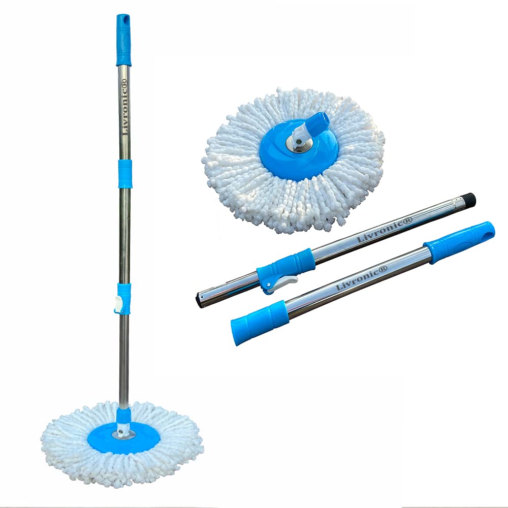 Livronic® Floor Cleaner Mop Stick Rod Only - Stainless Steel Mop Handle With 1 Microfiber Mop Head/Refill (Available in Multi Color) (PINK) (B093W8RPYQ) Amazon Price History, Amazon Price Tracker