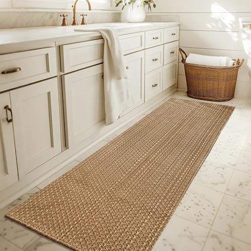 Bathroom Runner Rug,Boho 2x6 ft Hallway Runner,Braided Style Neutral Kitchen