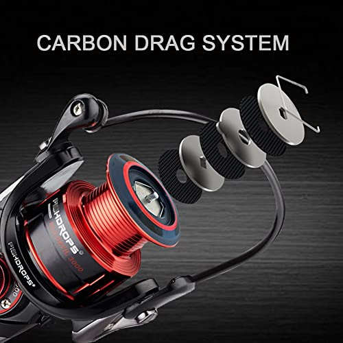 Molinetes Fishdrops Red Devil, carretel de pesca poderoso e ultraleve de 9 + 1 BB, fibra de carbono