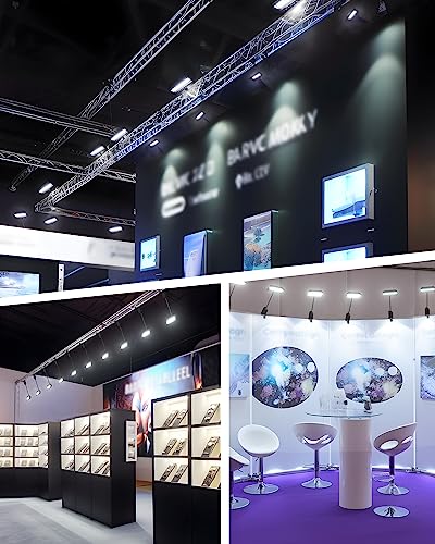 HitLights Trade Show Lights LED Display and Exhibit Arm Lighting, Connectable Tradeshow Lights Included Clamps, Mounting Brackets, Power Cables, Connect Cables (2pcs Black)